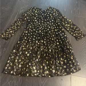 Crewcuts Girls Stylish Black and Gold Sparkle Dress, Size 8
